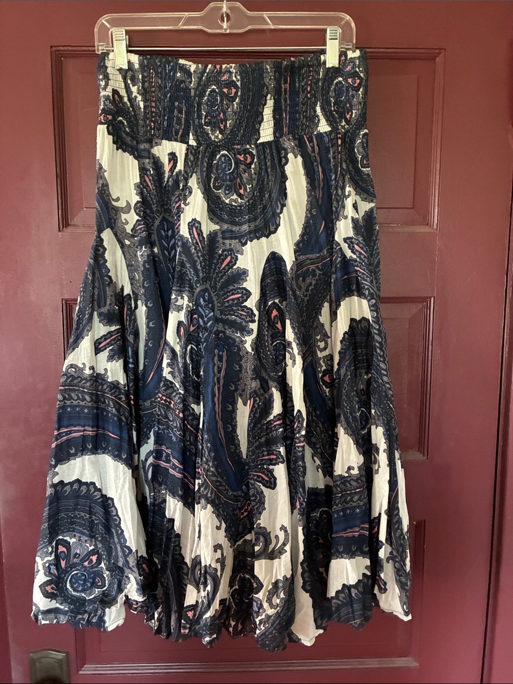 Philosophy Navy and Cream Paisley Midi Skirt